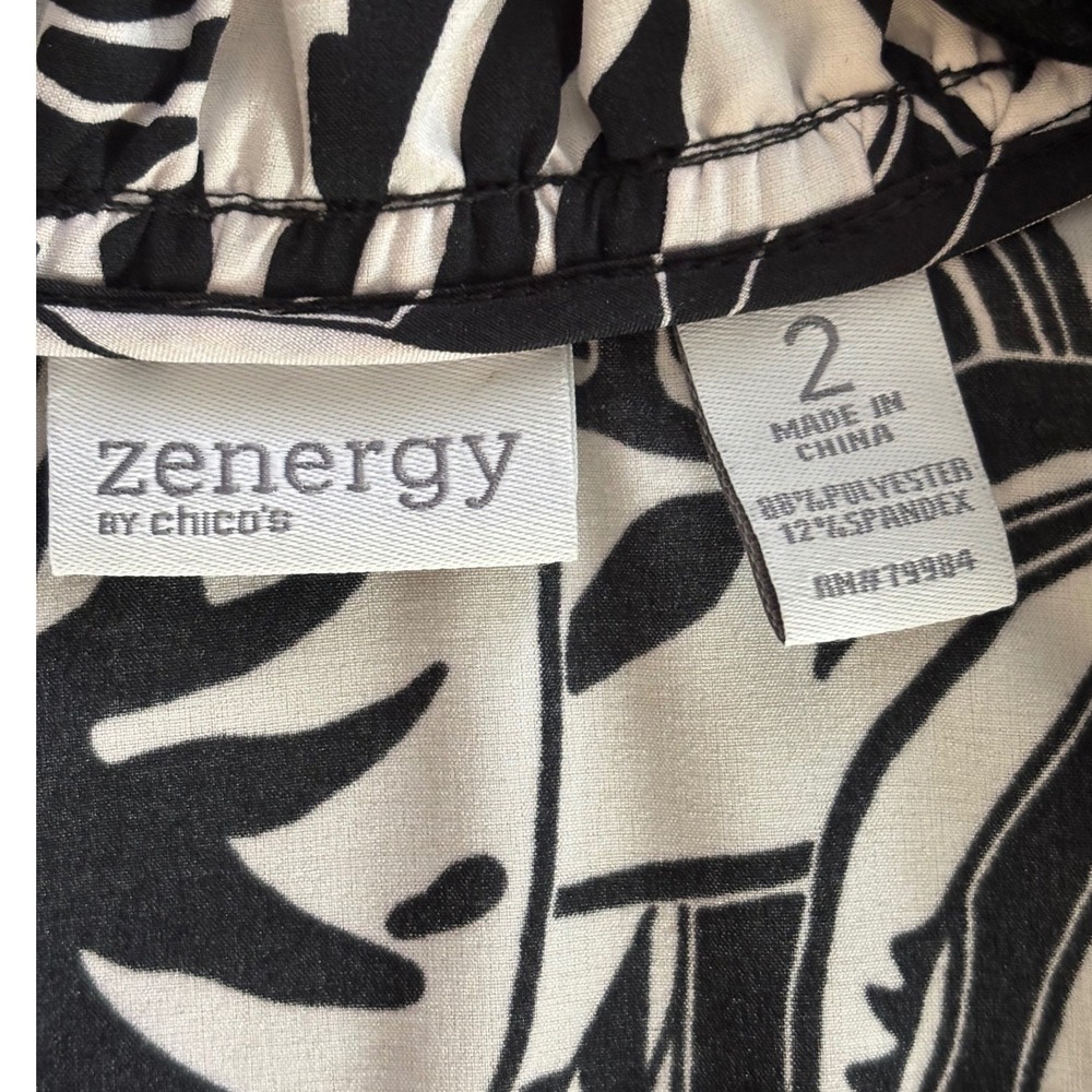 Chico's Zenergy Shirt Jacket SZ L Zip Front 3/4 Sleeve Lightweight Travel Office - Picture 3 of 7